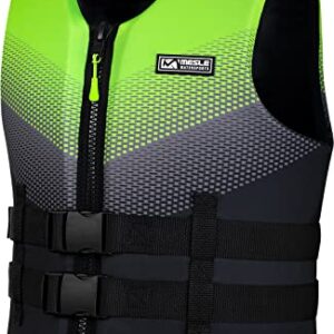 Mesle Neopren Schwimmweste für Erwachsene NYO 3D in hellgrün und schwarz, ideal für Wassersport wie SUP, Kajak und Wakeboard.