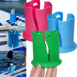 Aufblasbarer Getränkehalter für Stand-Up Paddle Boards in Pink, Blau und Grün, ideal für Getränke und Paddel. Sicherer Halt und rutschfestes Design für Outdoor-Aktivitäten.