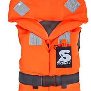 Secumar Rettungsweste Bravo für Kinder in leuchtendem Orange mit Reflexstreifen und Kopfstütze, geeignet für ein Gewicht von 10 bis 15 kg. Ideal für sicheren Wasserspaß.