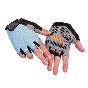 TAHUAON Unisex Halbfinger-Fitness-Handschuhe in hellblau mit rutschfester Unterseite, ideal für Kanufahren, Windsurfen und Fitnessaktivitäten, Größe M.
