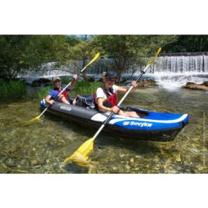 Sevylor Unisex Hudson aufblasbares Kajak mit Robuster Nylonhülle und verstellbaren Sitzen für zwei Erwachsene und ein Kind
