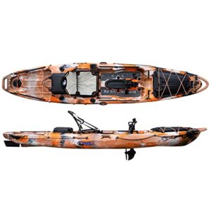 Galaxy Kayaks Supernova FX Angelkajak mit Pedalantrieb und Steuerung, orange Camouflage Farbe