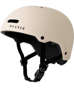 Beiger Helm mit dem Schriftzug 'Mystic' auf Sandfarbe, perfekt für Abenteuer und optimale Sichtweite