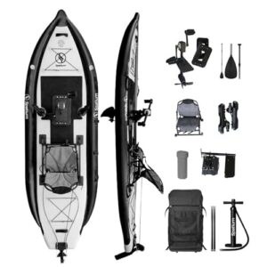 Spatium Aufblasbares Pedal, Angeln, aufblasbares Kajak, Pedalboot, Sitzen, Tretantrieb, Angeln, Kajak für Erwachsene, eine Person, geeignet für Flüsse, Ozeane, Seen