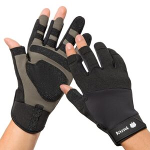 FitsT4 Sports Segelhandschuhe Herren, Paddelhandschuhe für Segeln, Yacht, Segelsport, Paddeln, Angeln, Fischen, Dinghy, Schlauchboot, Schwarz