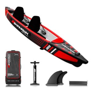 Premium Full Drop Stitch Kajak Rot, Schlauchboot, Kanu zum Aufblasen, Abenteuer Kajak 385 x 85 cm