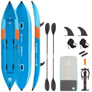 Aufblasbares Zwei-Personen-Kajak mit Hybrid-Drop-Stitch-Konstruktion, Tragfähigkeit bis 180 kg und Zubehörset