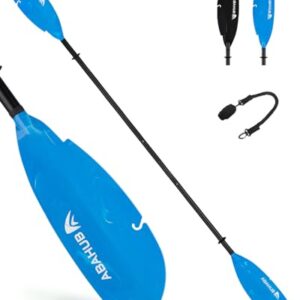 Verstellbares Kajak Paddel aus Aluminium mit Kunststoffklinge und Paddelleine, ideal für Kajakfahren und Angel