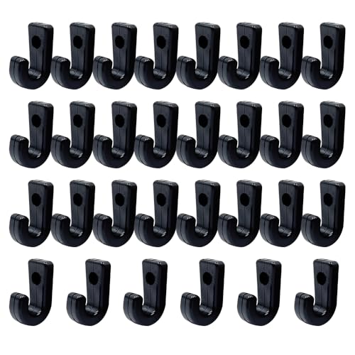 30 Stück Kajak J Haken, haltbarer Mehrzweck-Zurrhaken, schwarzer Nylon-Zurrhaken für Boot, Kanu und Paddle Board
