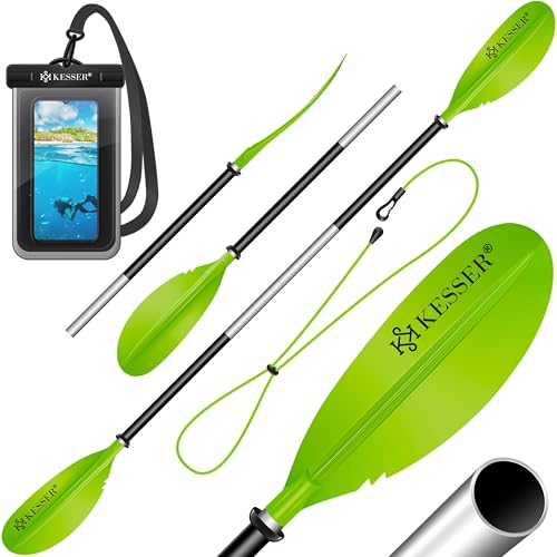 Doppelpaddel mit 4-teiligen Stecksystem für Kanu, Kayak und SUP - Aluminium-Schaft und GFK-Paddelklingen - inkl. Sicherheitsschnur und Hülle