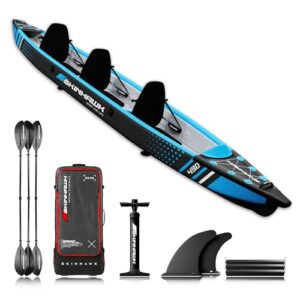 SKINHAWK Premium Drop Stitch Kajak 490 Blau, Schlauchboot, Kanu zum Aufblasen, Adventure Kajak 490 x 85 cm