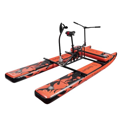 Aufblasbares Wasserfahrrad für Erwachsene mit 3-Blatt-Propeller und einteiliger Hintere Gang für SUP Wasserfahrradfahren mit Matte, schwarz-orange Farbgebung