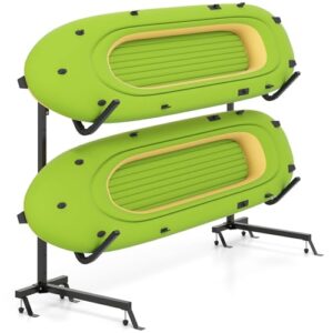 GYMAX Kajak-Aufbewahrungsregal mit verstellbaren Polstern, Tragfähigkeit von 80 kg, ideal für zwei Kajaks oder Surfboards