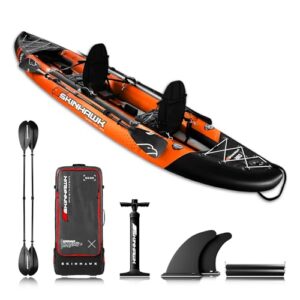 Orange Kajak Set 380, Exklusives Schlauchboot für zwei Personen, mit hochwertigen Materialien und praktischem Design.