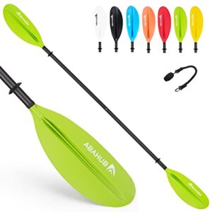 Abahub 2-teiliges Kajakpaddel aus Carbon mit Paddelleine für Kajakfahren, Ruderboot und Kanusport. Hochwertiges und leistungsstarkes Paddel mit langem Carbonrohr und asymmetrischen Blättern.