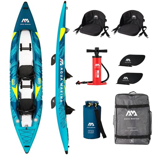 Campsup Aqua Marina Inflatable 2-Personen-Kajak Steam-412 mit Drop-Stitch-Konstruktion und PVC-Schicht für Robustheit und Festigkeit