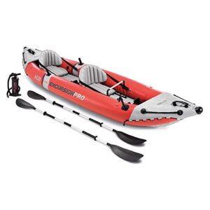 Ergänztes Aufblasbares Kajak-Set für 2 Personen von Intex mit Deluxe-Paddel und Hochleistungspumpe, ideal für Outdoor-Abenteuer auf dem Wasser