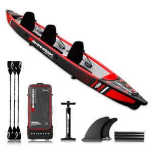 Skikhaw Premium Drop Stitch Kajak 490 Rot, Schlauchboot für Wassersportbegeisterte, robuste Konstruktion und hohe Tragfähigkeit