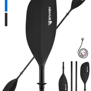 Abahub 4-teiliges Doppelpaddel mit Aluminium-Schaften, 230 cm lang und 0,8 kg leicht, ideal für Kajak- und Schlauchboottouren, schwimmfähig und zerlegbar