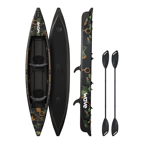 Aufblasbares Kajak mit Hartschale und Drop Stitch - Komplettset für 2 Personen - ideal für Seen, Flüsse und ruhige Küstengewässer