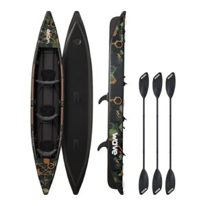 Wave Navigator Kajak, 3-Personen-Kajak mit verstellbaren Paddeln und Tragerucksack für See- und Flussfahrten
