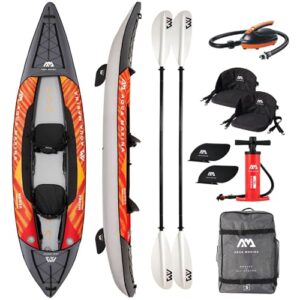 Aufblasbarer 2-Personen-Touring-Kajak mit Drop Stitch Boden, E-Pumpe und Paddeln
