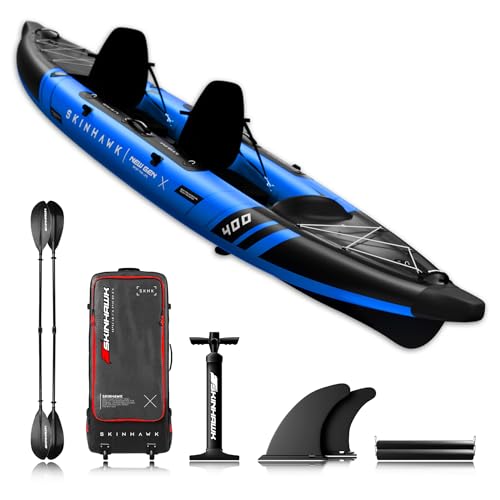 Schlauchboot, Kajak, Kanu, 400 x 96 cm, 2 Personen, Prestige Blau Set, Fiberglas-Paddel, Freizeit und Abenteuer