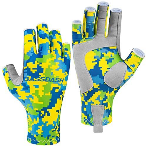 Bassdash ALTIMATE UPF 50+ Damen Angeln Handschuhe mit UV Sonnenschutz und Fingerlose Handfläche für Kajakfahren, Paddeln, Wandern und Radfahren