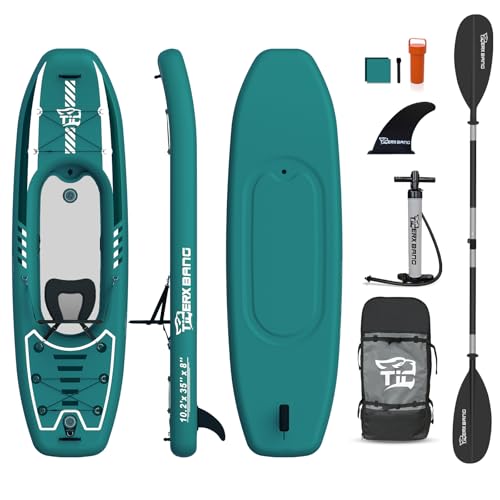 Aufblasbares Kajak 310 x 89 x 20 cm mit Sitz für Erwachsene & Kinder, SUP Kajak Set mit Pumpe und Aluminium-Paddel